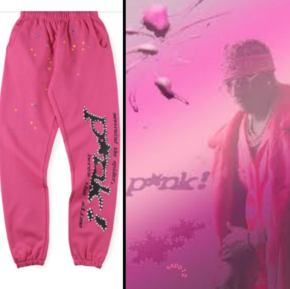 🆕 Sp5der/Spider Worldwide SP5DER P*INK LOGO PRINT SWEATPANTS